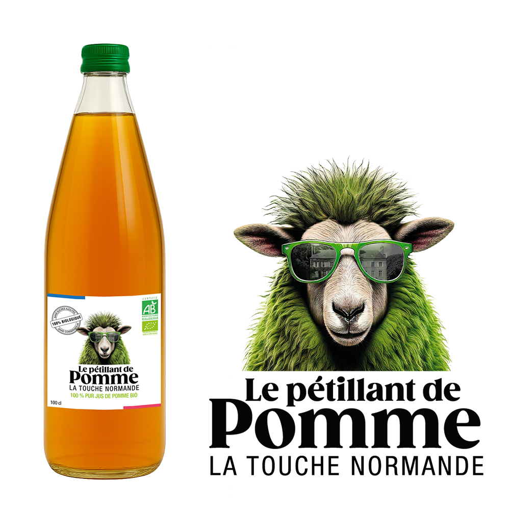 jus de pomme pétillant bio produit en Normandie, sans alcool